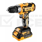 Дрель-шуруповерт Deko DKCD20V, 20 В, 3 Ач, 42 Нм, щеточный, фото 1