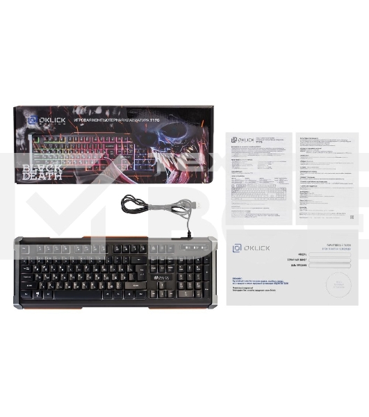 Клавиатура Oklick 717G проводная, USB, черный/серый