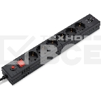 Удлинитель с сетевым фильтром 6х1.8м с заземл. 10А IP20 BU-SP1.8_USB_2A CCA 3х0.75 2USB черный BURO 992310, фото 1