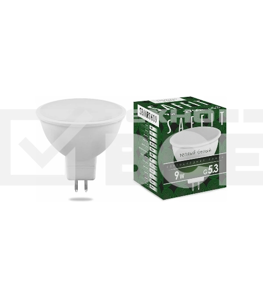 Лампа светодиодная SAFFIT SBMR1609 (55084) 9 вт 230в GU5.3 теплый
