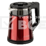 Чайник Energy E-200 (1,2 л), стекло, красный, двойной корпус, фото 1