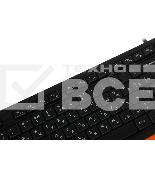 Комплект клавиатура+мышь A4Tech FStyler F1010 проводной, USB, 1600 DPI, чёрный/оранжевый