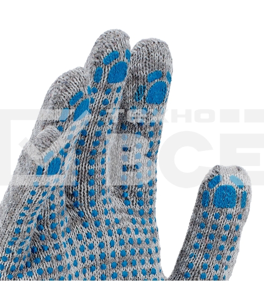 Перчатки трикотажные Сибртех х/б, 200 пар, ПВХ точка, 4 нити, 10 класс