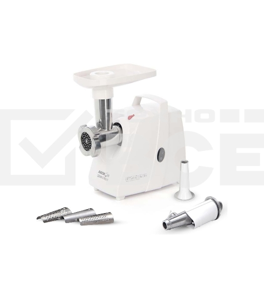 Мясорубка электрическая Аксион М34.04 белый, 1500 Вт, 1.7 кг/мин, защита от перегрузки, насадки - 6