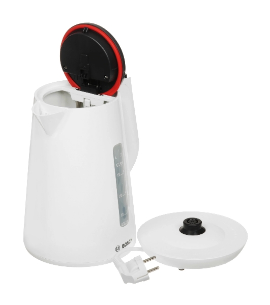 Электрочайник Bosch TWK1M121 белый, 1.7 л, 2400 Вт, скрытый нагревательный элемент