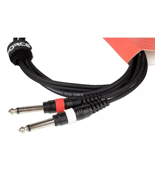 Кабель аудио FORCE FLC-38/1.51/8' TRS mini Jack - 2x1/4' TS Jack, стерео, используется для подключения смартфона к микшеру и аудио интерфейсу, диаметр 4,8 мм, длина 1,5 м