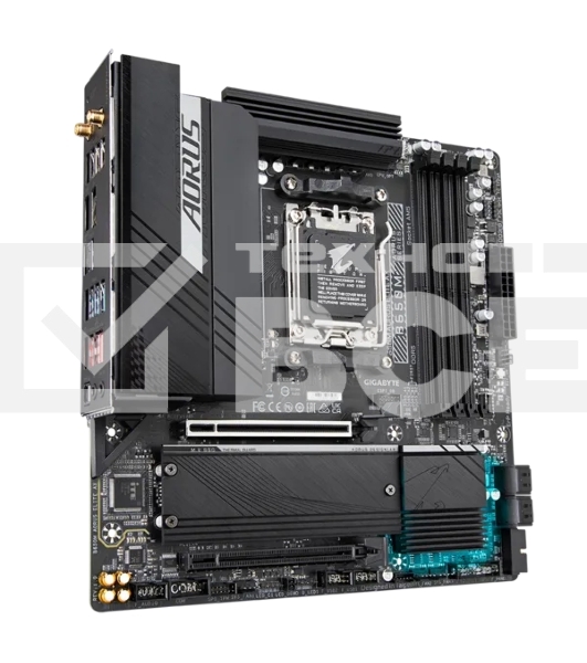 Материнская плата Gigabyte B650M AORUS ELITE AX, AM5, AMD B650, 4xDDR5, 4xSATA, 2xM.2, 1xPCI-E 5.0 x4, 1xPCI-E 4.0 x16, 1xHDMI, 1xDP, 1x 2.5Gb LAN, 4xUSB-A 2.0, 5xUSB-A 3.2 Gen 1, 2xUSB-A 3.2 Gen 2, 1xUSB-C 3.2 Gen 2, 2x3.5 мм, 7.1, Micro-ATX