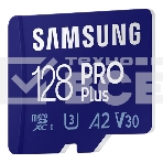 Флеш карта microSDXC 128GB Samsung PRO Plus Class 10, A2, V30, UHS-I (U3), W 130 МБ/с, R 180 МБ/с, <MB-MD128SA/KR> адаптер на SD, фото 1