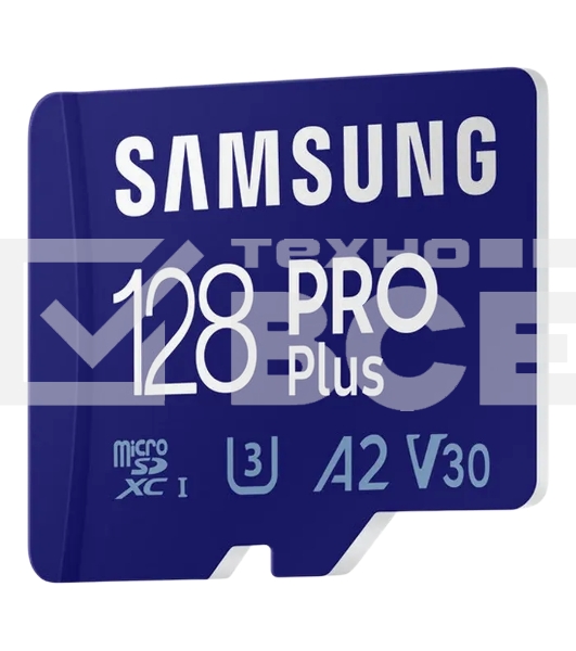 Флеш карта microSDXC 128GB Samsung PRO Plus Class 10, A2, V30, UHS-I (U3), W 130 МБ/с, R 180 МБ/с, <MB-MD128SA/KR> адаптер на SD