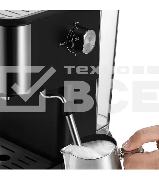 Кофеварка рожковая Kitfort КТ-7293 черный/серебристый, исп. кофе - молотый, 1.5 л, 1050 Вт, 15 Бар.