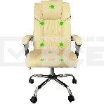 Кресло компьютерное с вибромассажем Cactus CS-CHR-OC04M-WT слоновая кость, эко.кожа, с подголовником, фото3