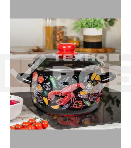 Кастрюля Appetite 1RC161M Лобстер с крышкой эмаль, сфер. 2 л