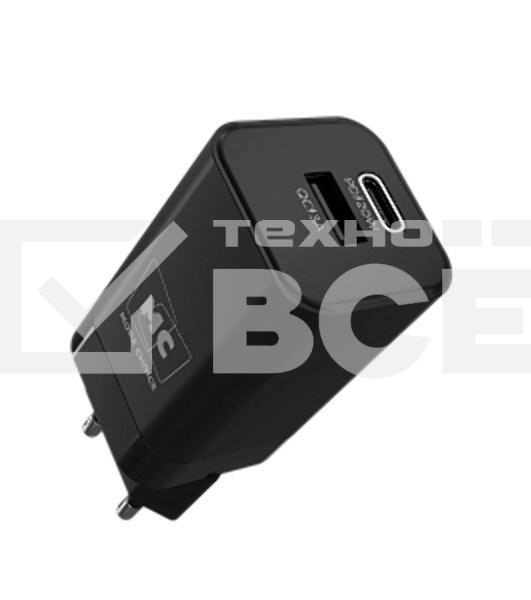 Сетевое зарядное устройство MORE CHOICE NC85a 1USB+1Type-C 3.0A PD 20W+QC3.0 Type-C Type-C, черный