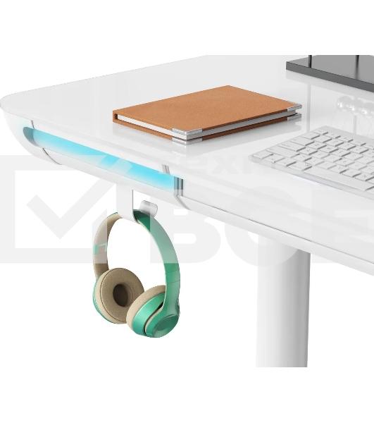 Стол для компьютера Cactus CS-EGD-WT-LED столешница закаленное стекло, белый каркас белый