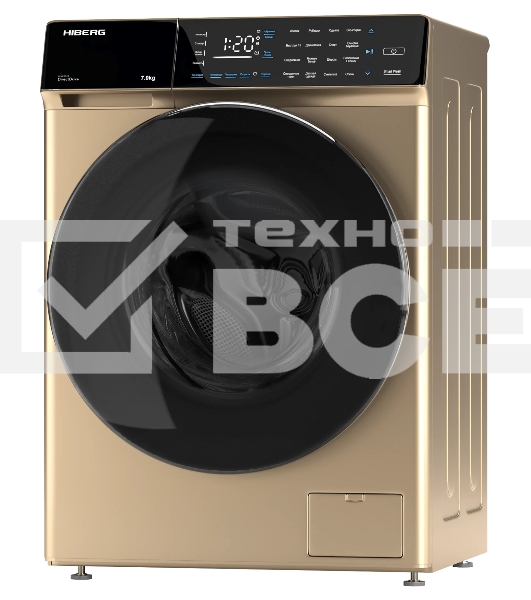 Стиральная машина Hiberg i-DDQ9-712 G класс: A+++ загр.фронтальная макс.:7кг золотистый инвертор