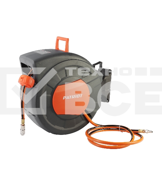 Шланг Patriot 520002445 пневматический армированный на автоматической катушке PHC 20/16H (прямой, гибрид , длина 20 м, диаметр 10х16, раб/макс давление  20/60 бар, мин/макс температура -5/45С, быстросъем рапид, резьба 1/4')