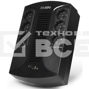 Источник бесперебойного питания SVEN UP-L1000E 1000VA/500W (6 розеток: 3х UPS/сетевой фильтр+3 x сетевой фильтр)