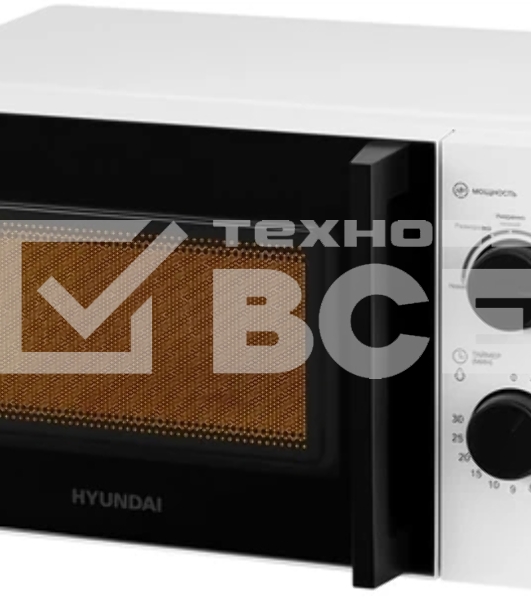 Микроволновая печь Hyundai HYM-M2047 белый, 20 л, 700 Вт, переключатели - поворотный механизм