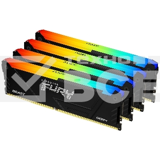 Оперативная память Kingston Fury Beast, DDR4, 32GB (4x8GB), 2666MHz, CL16, с радиаторами, RGB, черный