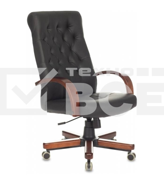 Кресло руководителя Бюрократ T-9928WALNUT/ECO черный, эко.кожа, крестовина металл/дерево