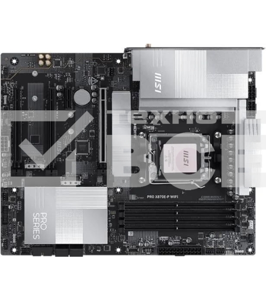 Материнская плата MSI PRO X870E-P WIFI, AM5, AMD X870E, 4xDDR5, 4xSATA, 3xM.2, 1xPCIe 5.0 x16, 1xPCIe 4.0 x4, 1xPCIe 3.0 x1, 1xHDMI, 1x5Gb LAN, Wi-Fi 7, Bluetooth 5.4, 1xUSB-C 20Gbps, 1xThunderbolt 4, 2xUSB-A 10Gbps, 2xUSB-A 5Gbps, 4xUSB-A 2.0, 3x3.5 мм, 