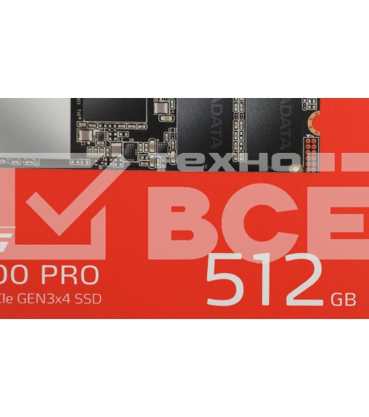 Накопитель SSD XPG SX8200 Pro, 512 Gb, PCIe 3.0 x4, M.2 2280, NVMe, R/W 3350/2350, с радиатором