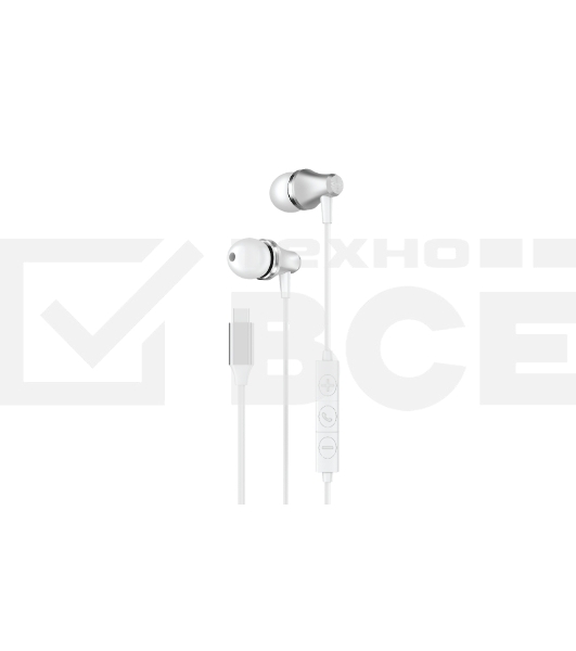 Наушники-гарнитура OLMIO MC-Pro Type-C, белые, металл, с микрофоном и регулировкой громкости
