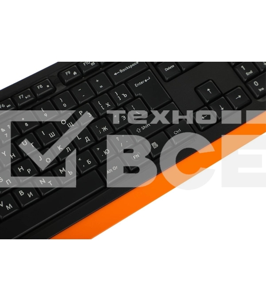 Комплект клавиатура+мышь A4Tech FStyler F1010 проводной, USB, 1600 DPI, чёрный/оранжевый
