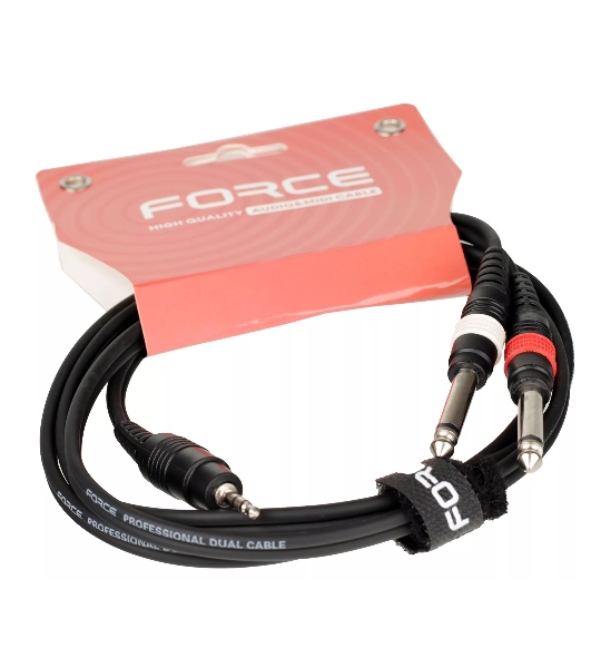 Кабель аудио FORCE FLC-38/1.51/8' TRS mini Jack - 2x1/4' TS Jack, стерео, используется для подключения смартфона к микшеру и аудио интерфейсу, диаметр 4,8 мм, длина 1,5 м