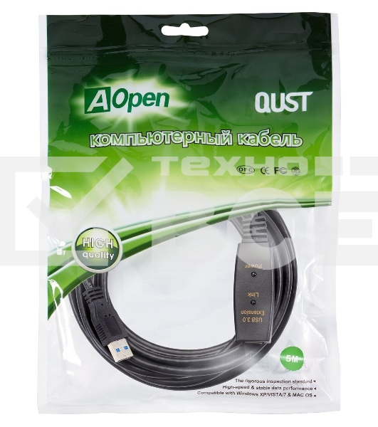 Кабель-адаптер USB3.0-repeater Aopen, удлинительный активный <Am-->Af> 5м QUST/qust<ACU827A-5M>