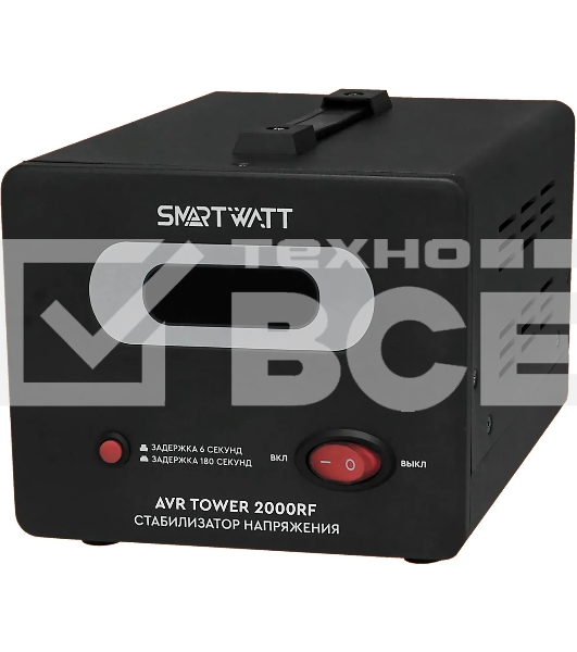 Напольный стабилизатор напряжения SMARTWATT AVR TOWER 2000RF (140W - 260W, 2000VA, 2 кВт, 50-60 Гц, розеток - 2, LED-дис