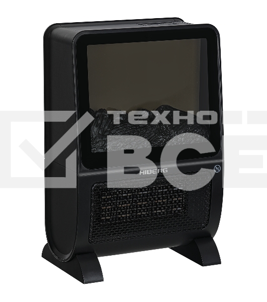 Тепловентилятор HIBERG TSF 3000 B, черный, 2000 Вт, 30 м2, с 3D - камином