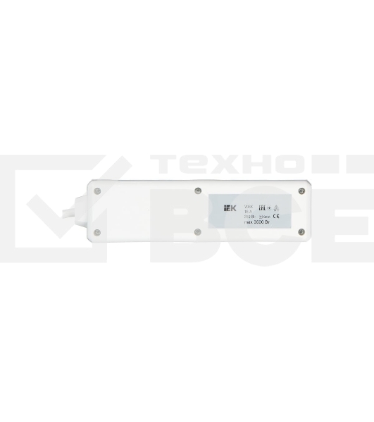 Сетевой удлинитель IEK У03К, выкл. 3 места, 2 Р + P Е / 5 метров, 3х1мм2, 16А/250, белый