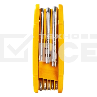 Набор складных шестигранных ключей TORX Deli DL234308 размеры T9,T10,T15,T20,T25,T27,T30,T40, пластиковый держатель