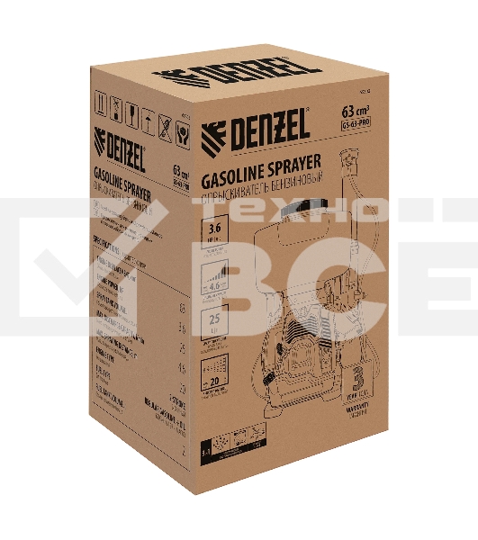 Опрыскиватель бензиновый Denzel GS-63-PRO, 63 см3, бак 25 л