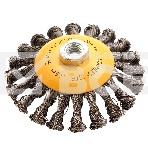 Щетка для УШМ Denzel 125 мм, М14, тарелка, крученая нержавеющая проволока 0,5 мм, фото 1