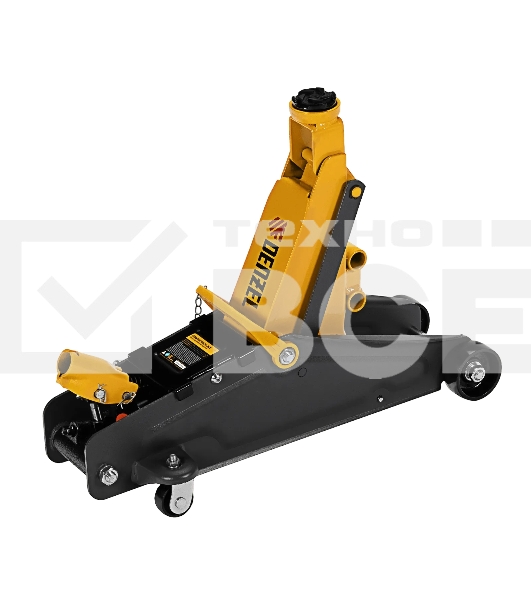 Домкрат гидравлический подкатной с фиксатором Denzel 2,8 т, 135-385 мм, в кейсе 51156