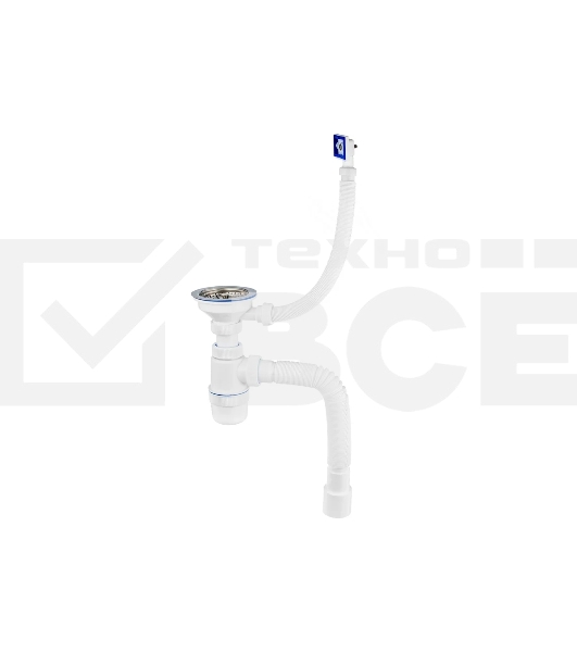 Сифон Элит с нерж. чашкой d114мм, переливом гофротрубой L800 мм. (3½'- d40/50 )