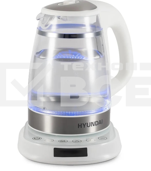 Чайник электрический Hyundai HYK-G5507 1.7л. 2200Вт белый/серебристый корпус: стекло
