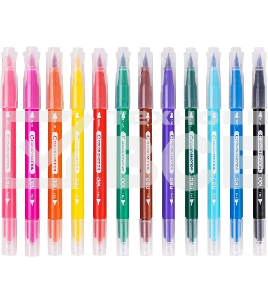 Фломастеры Deli EC151-12 Color Emotion 12цв. пластиковая коробка (12шт.)