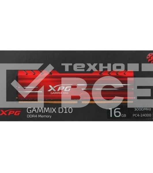 Оперативная память XPG Gammix D10, DDR4, 16GB (1x16GB), 3000MHz, CL16, с радиатором, красный