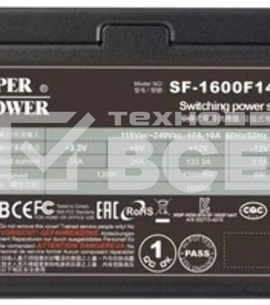 Блок питания Super Flower Leadex Titanium (SF-1600F14HT), 1600Вт, 80 PLUS Titanium, 140мм, модульный, черный