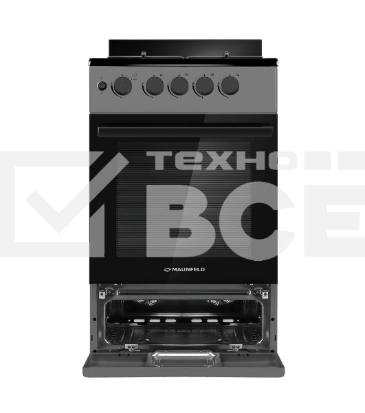 Плита газовая Maunfeld MGC50GEGR08 серый, конфорок 4 шт, духовка 59 л, 50 см x 88 см x 65 см