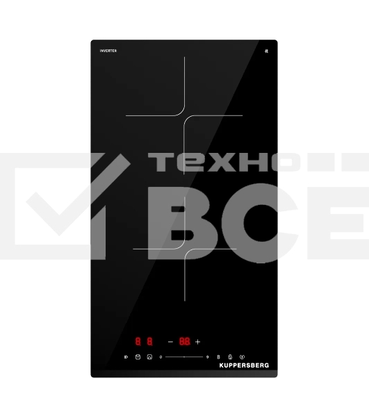 Индукционная варочная панель Kuppersberg ICI 306, High-Tech, индукция, 30 см, 2 зоны нагрева, 9 уровней мощности, inverter, таймер, пауза, Booster, слайдерное управление, черный