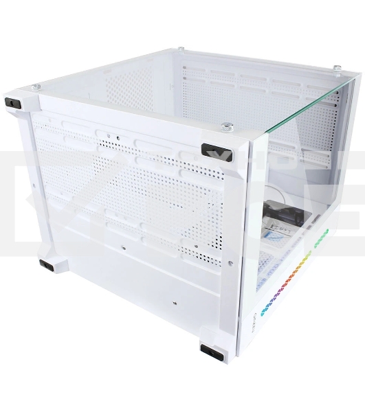 Компьютерный корпус Ginzzu V420 RGb подсветка, закаленное стекло 1*USB 3.0,1*USB 2.0, AU белый mATX