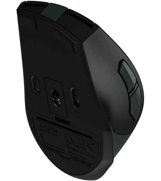 Мышь беспроводная A4Tech Fstyler FB35S темно-зеленый/черный, 2000 dpi, радиоканал, Bluetooth, USB, кнопки - 5