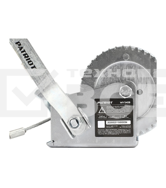 Лебедка ручная барабанная PATRIOT WH 540B, усилие - 540 кг, трос- 8 м