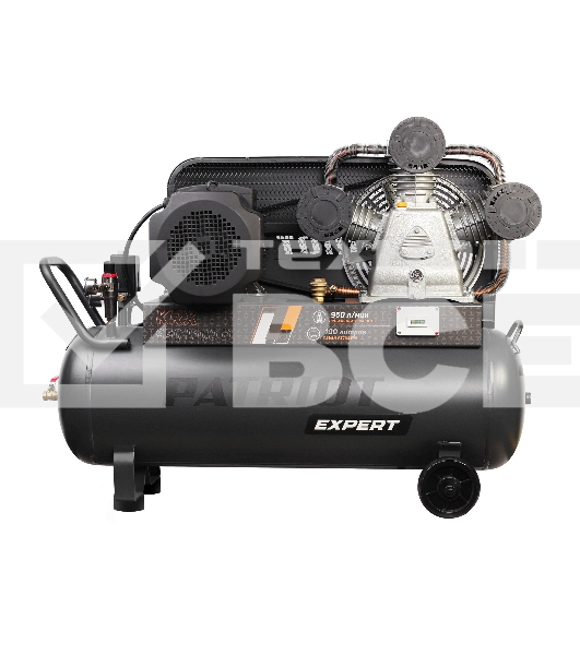 Компрессор PATRIOT KRX 950 L100 D, поршневой, ременной, масляный, 950 л/мин, 100 л, 10 бар, 5.5 кВт, 400 В