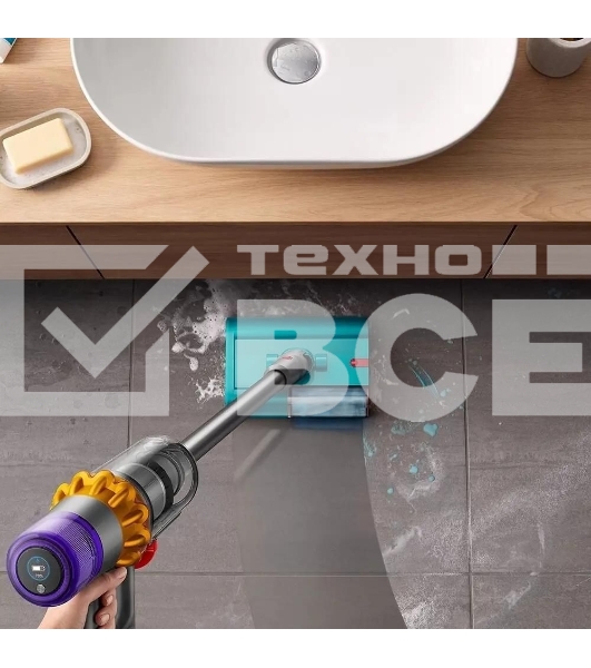 Пылесос вертикальный Dyson V15s Detect Submarine (448798-01) серый, питание от аккумулятора, 240 Вт, уборка влажная/сухая, пылесборник 0,76 л, работа от АКБ max 60 мин.