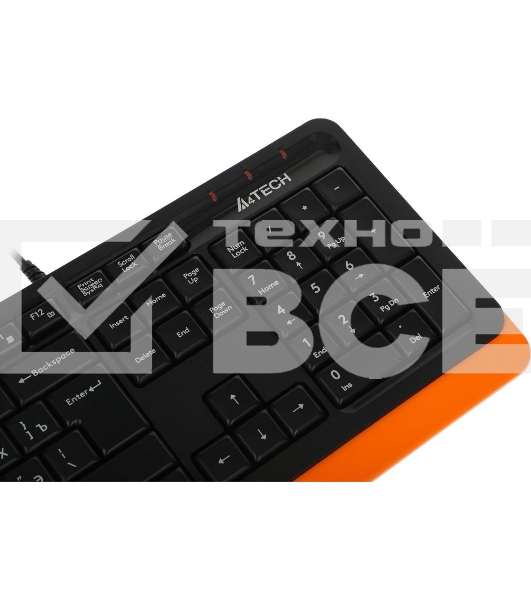 Комплект клавиатура+мышь A4Tech FStyler F1010 проводной, USB, 1600 DPI, чёрный/оранжевый